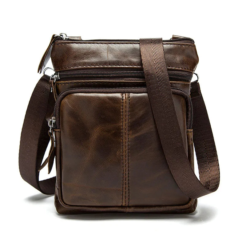 Men Leather Waist Bag Retro Business Casual Shoulder Messenger Bag