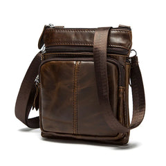 Men Leather Waist Bag Retro Business Casual Shoulder Messenger Bag