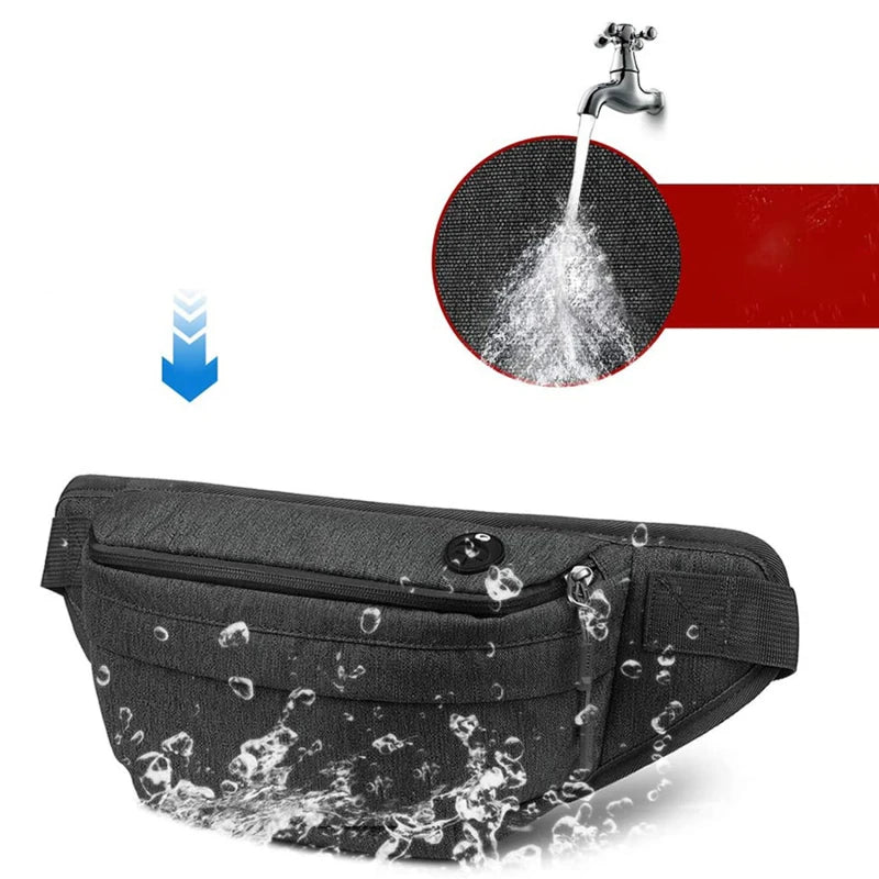 Men Waist Bag Grey Functional Large Belt Pouch Phone Fanny Travel Hip