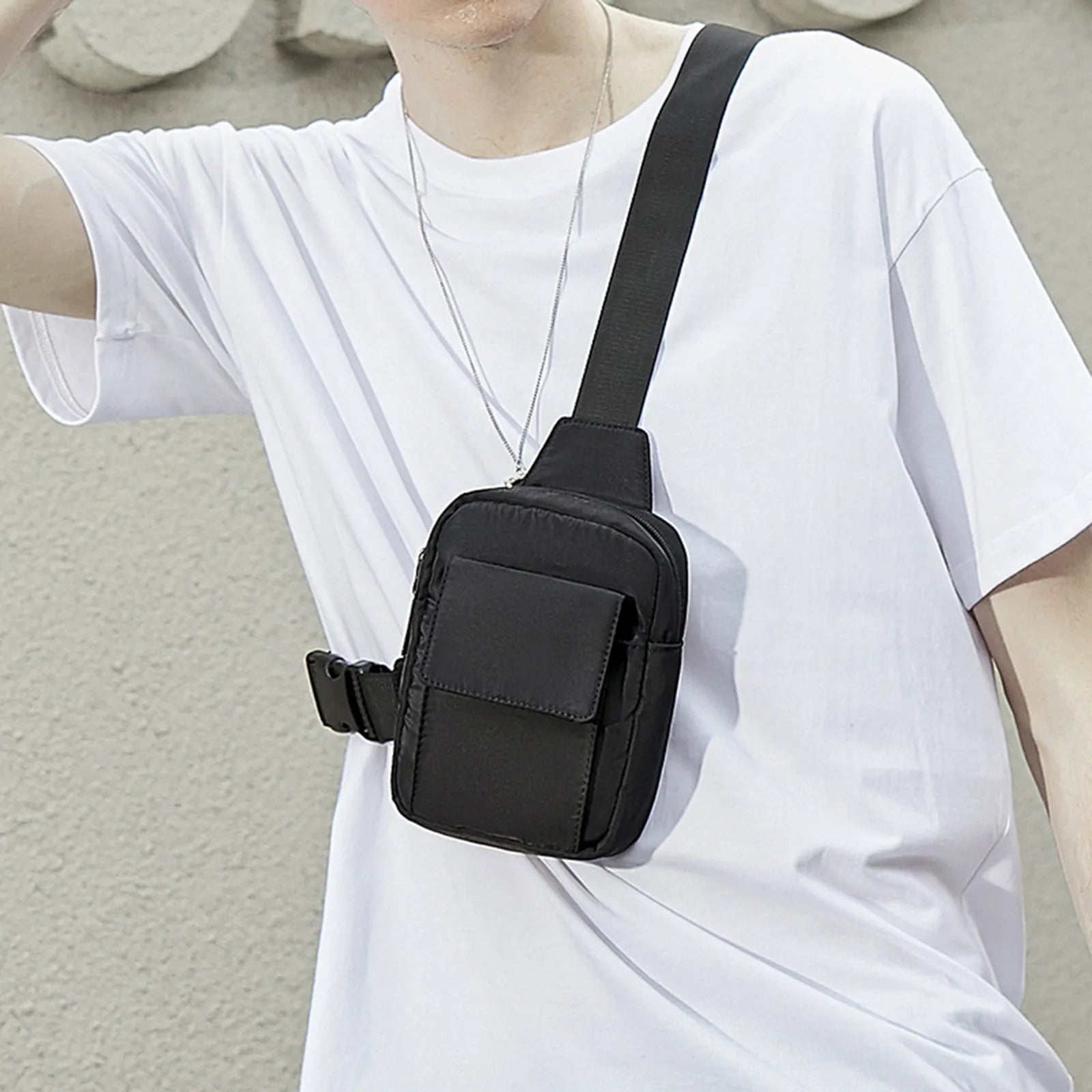Men Messenger Bag Sports Bag Solid Mobile Phone Bag Wallet