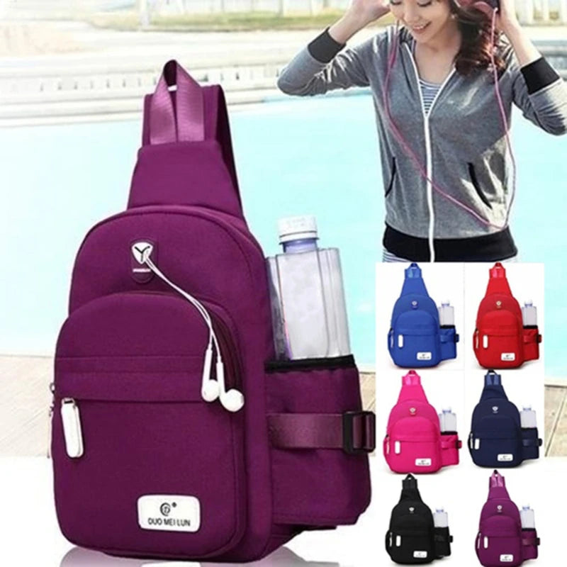 Men Nylon Crossbody Chest Pack with USB Charging