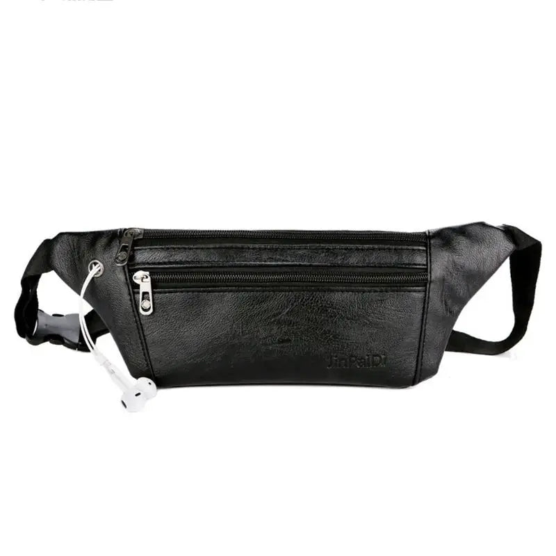Men PU Leather Belt Bum Waist Pouch Fanny Pack Crossbody Shoulder Bag