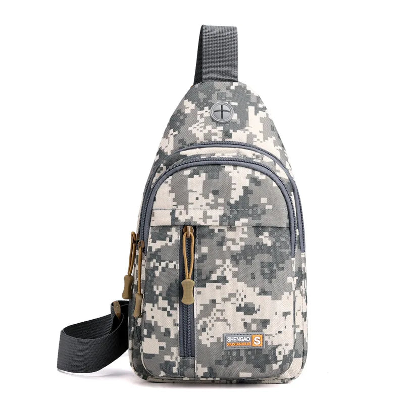 Men Shoulder Bag Travel Backpack Sports Chest Bag with Earphone Hole