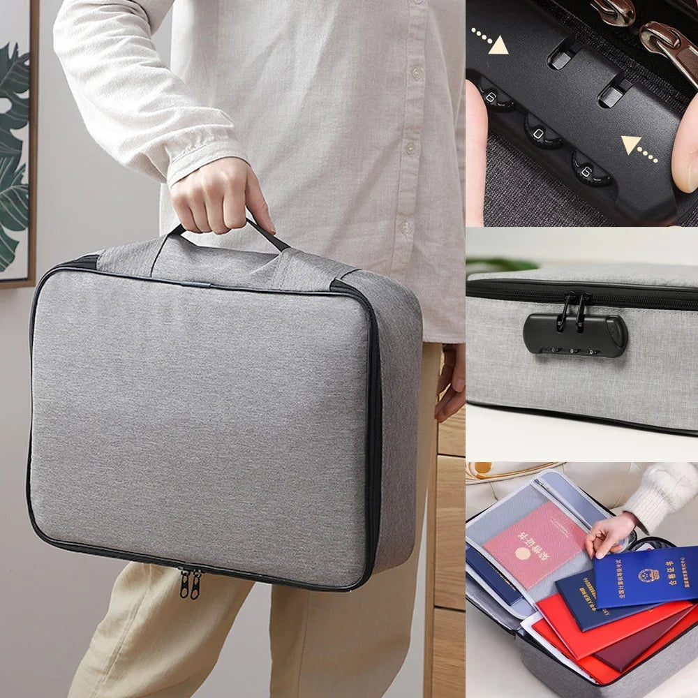 Large Travel Organizer Briefcase with Lockbox, Security Wallet