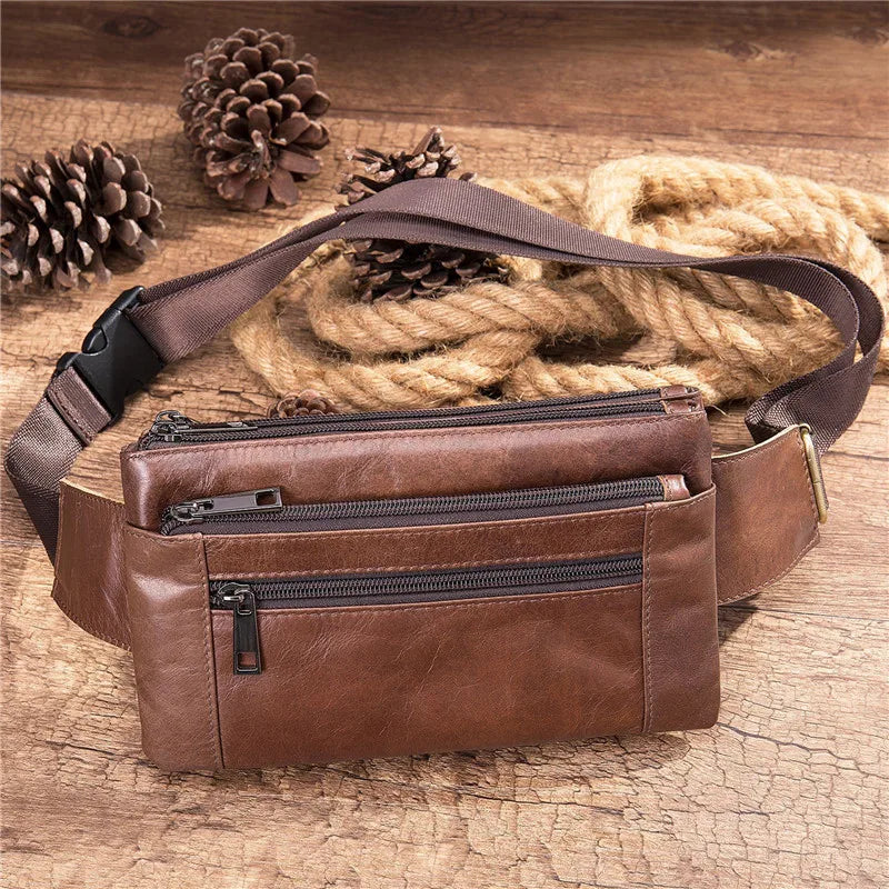 Men Waist Bag Pack Travel Purse Casual Men's Leather Belt Bags heuptas