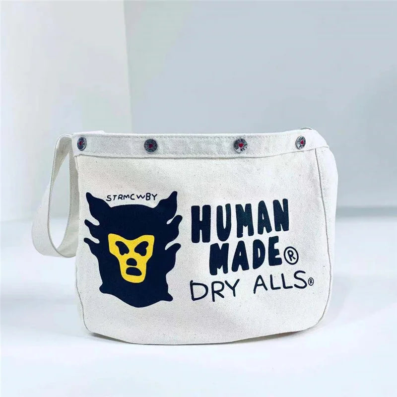 Human Monkey Head Print Shoulder Messenger Couple Canvas Bag