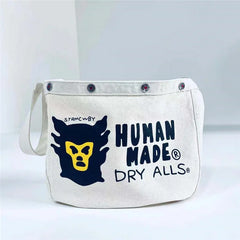 Human Monkey Head Print Shoulder Messenger Couple Canvas Bag