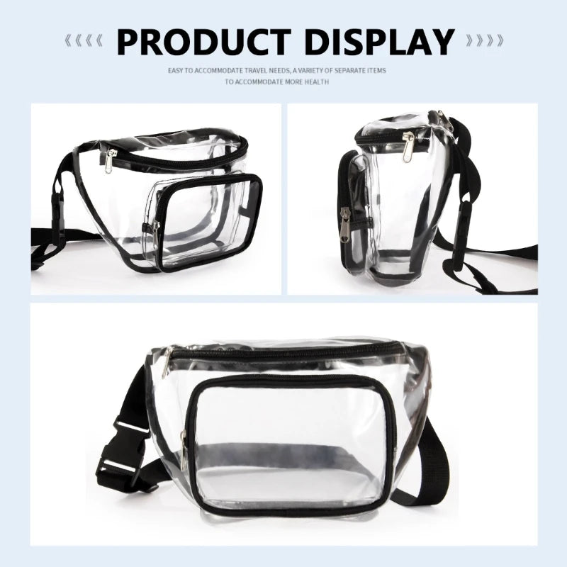 Clear Fanny Pack Waterproof Waist Bag PVC Transparent Adjustable Belt Bum Bag
