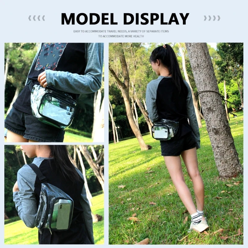 Clear Fanny Pack Waterproof Waist Bag PVC Transparent Adjustable Belt Bum Bag