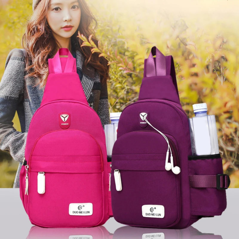 Nylon Crossbody Shoulder Bag with USB Charging