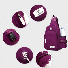 Nylon Crossbody Shoulder Bag with USB Charging