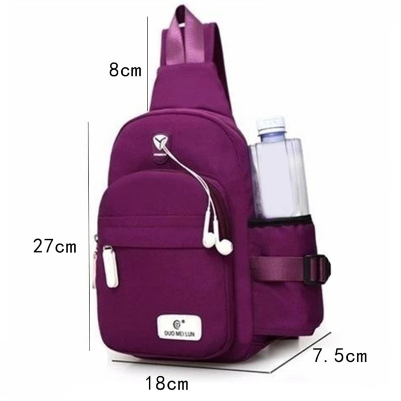 Nylon Crossbody Shoulder Bag with USB Charging