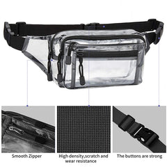 Clear Waterproof Waist Pack Transparent Zipper Closure Outdoor Waist Bag