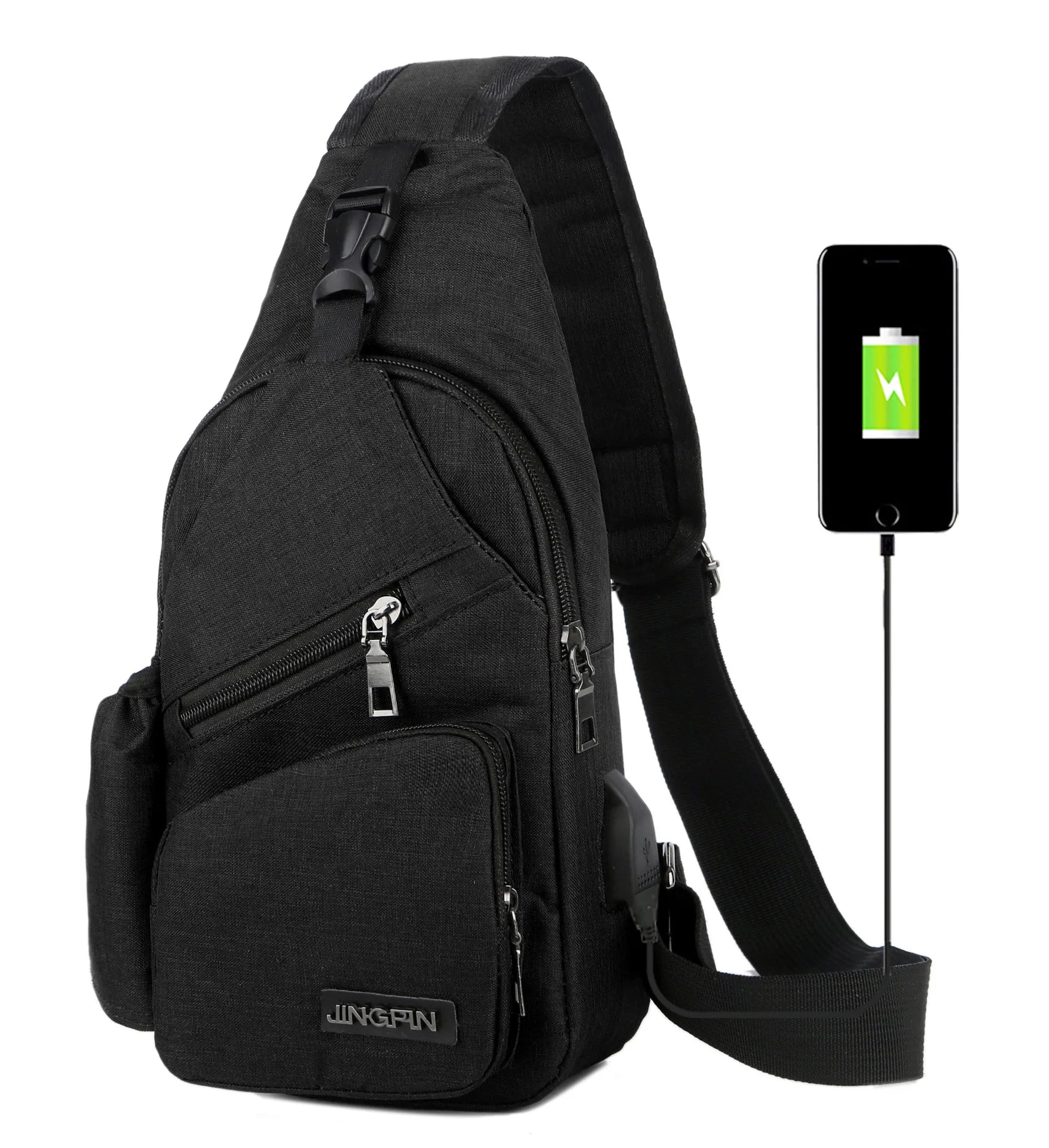 Men Women Sling Chest Pack USB Charging Sports Crossbody Handbag