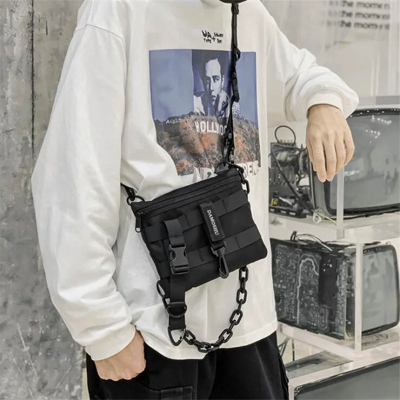 Men Multifunction Chest Bag with Plastic Chain Tactical Phone Bag
