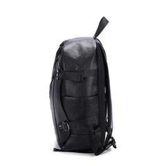 Men's USB Charging Waterproof Backpack PU Leather Travel Bag