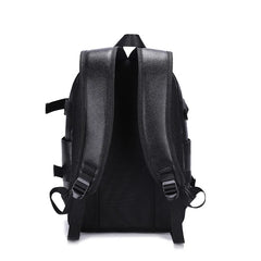 Men's USB Charging Waterproof Backpack PU Leather Travel Bag