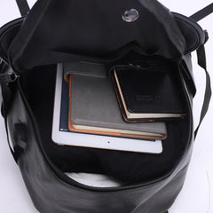 Men's USB Charging Waterproof Backpack PU Leather Travel Bag