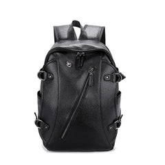 Men's USB Charging Waterproof Backpack PU Leather Travel Bag