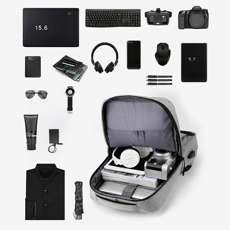 Men's USB Charging Waterproof Laptop Backpack