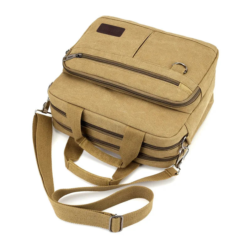 Men's Laptop Bag Leather Messenger Canvas One-shoulder Cloth