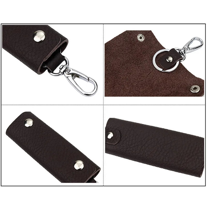 Leather Key Case Waist Hanging Key Chain with Multi-function
