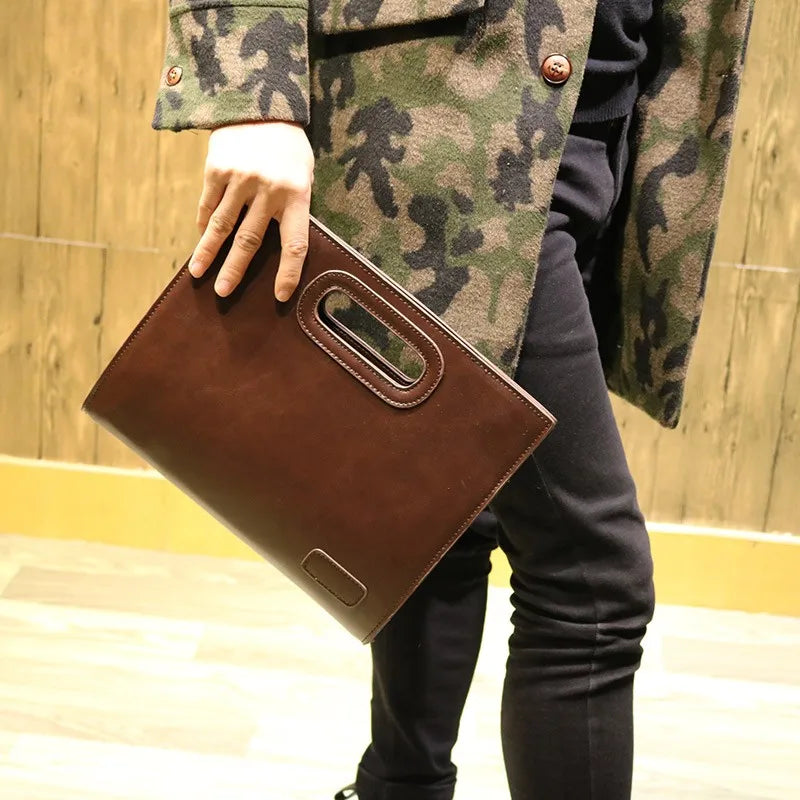 Men's Vintage Business Briefcase Crazy Horse Leather Bag