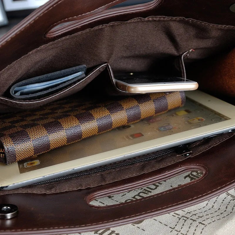 Men's Vintage Business Briefcase Crazy Horse Leather Bag