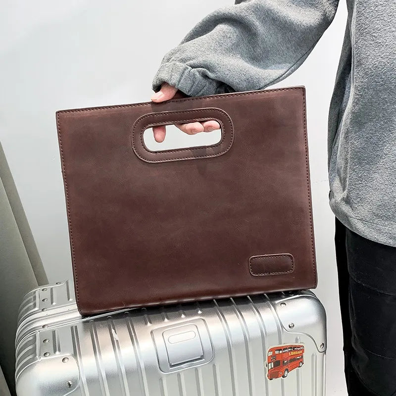 Men's Vintage Business Briefcase Crazy Horse Leather Bag