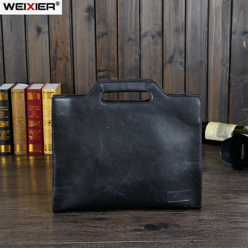 Men's PU Leather Business Briefcase Vintage Tote Laptop Bag