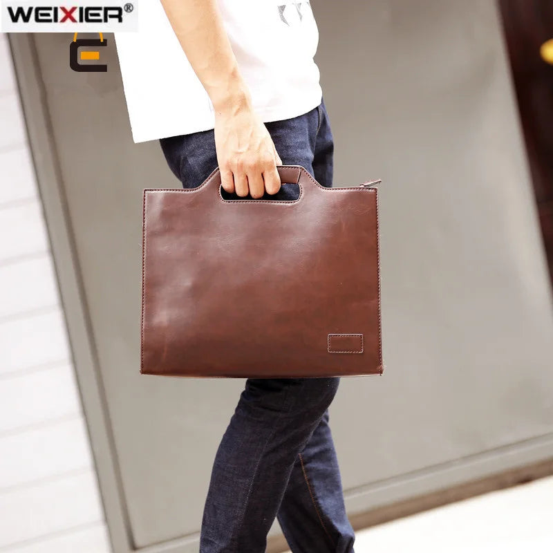 Men's PU Leather Business Briefcase Vintage Tote Laptop Bag