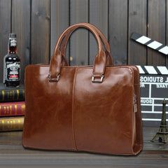 Men's Business Briefcase Laptop Bag Top PU Leather Tote Vintage Shoulder Bag