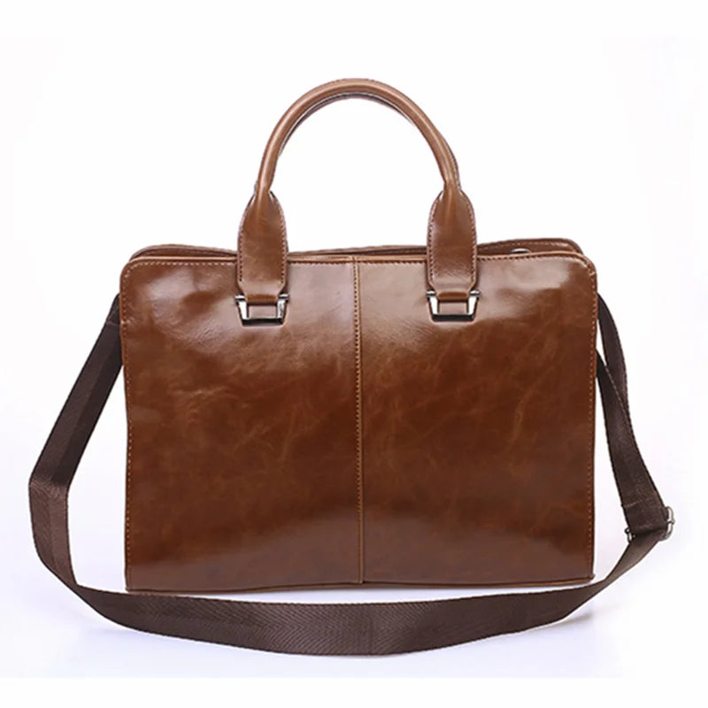Men's Business Briefcase Laptop Bag Top PU Leather Tote Vintage Shoulder Bag
