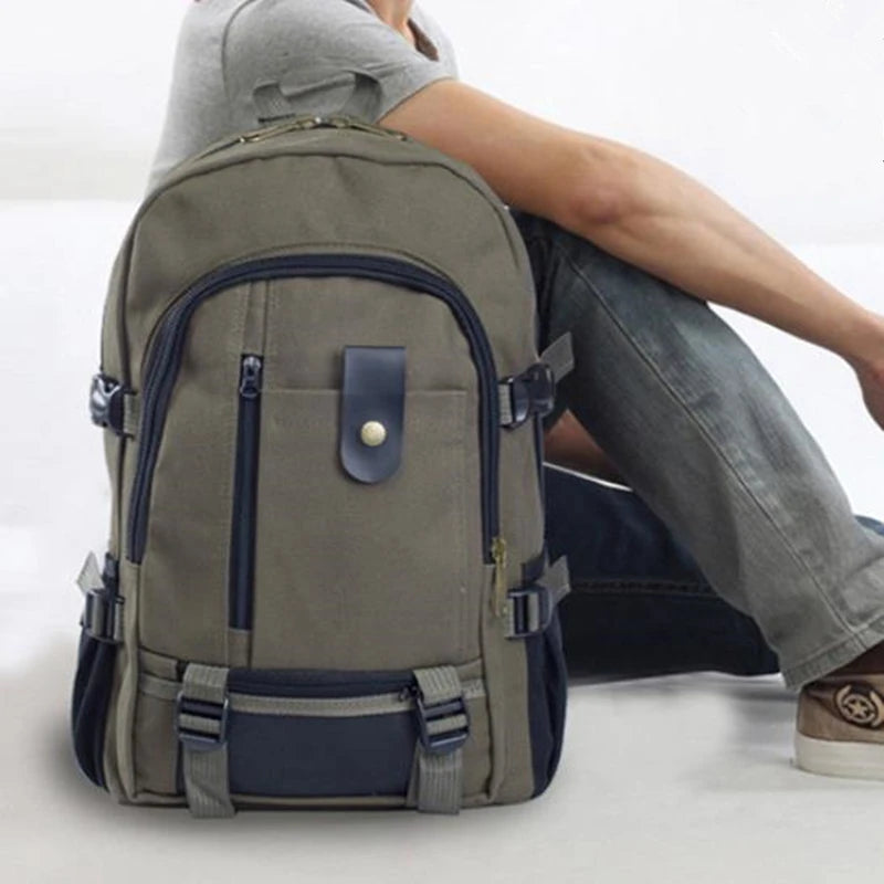 Men's Large Canvas Backpack Schoolbag Casual Travel Rucksack