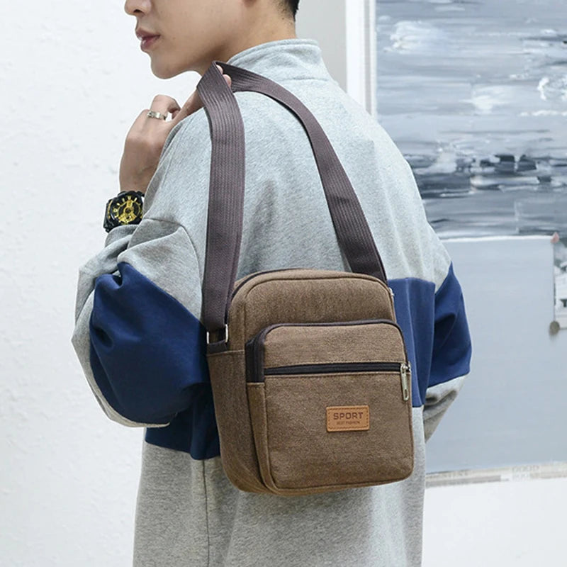 Men's Canvas Shoulder Bag For Business Crossbody Bag Version