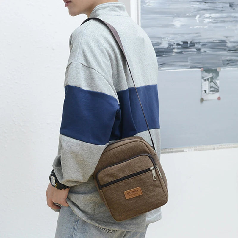 Men's Canvas Shoulder Bag For Business Crossbody Bag Version