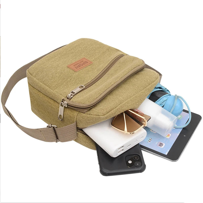 Men's Canvas Shoulder Bag For Business Crossbody Bag Version