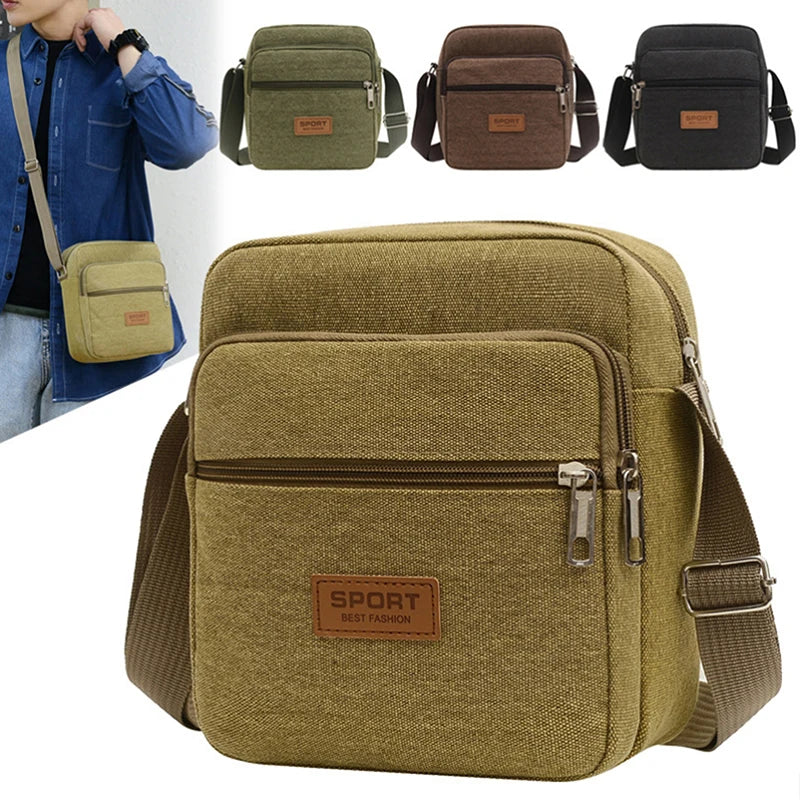 Men's Canvas Shoulder Bag For Business Crossbody Bag Version