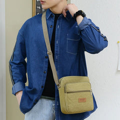 Men's Canvas Shoulder Bag For Business Crossbody Bag Version