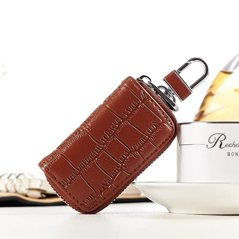 Men's Leather Smart Keychain Mini Key Case Pocket Organize