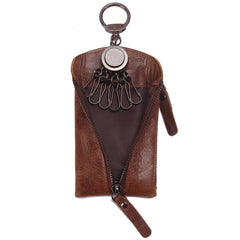 Men's Leather Key Pouch Zipper Lock Holder Bag