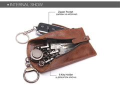 Men's Leather Key Pouch Zipper Lock Holder Bag