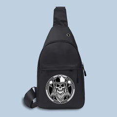 Skull Print Chest Bag Crossbody Shoulder Pack USB Charging Hole