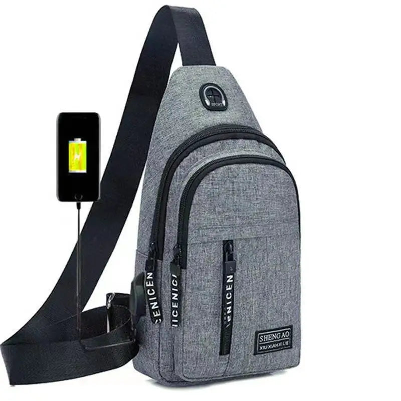 Men's Double Layer Chest Bag Water-Proof Shoulder Messenger Bag