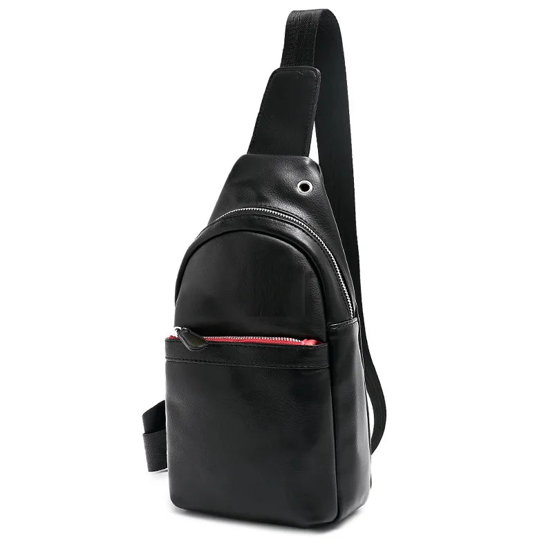 Men's Soft Leather Crossbody Bag Chest Waist Pack Sling Pack