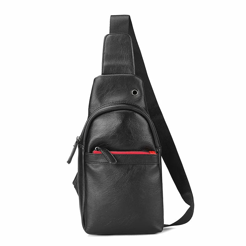 Men's Soft Leather Crossbody Bag Chest Waist Pack Sling Pack