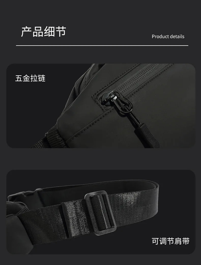 Men's Crossbody Bag Theftproof Rotatable Button Open Leather Chest Bags