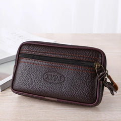 Men's Double Layer Phone Waist Bag Faux Leather Wallet