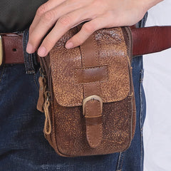 Men's Retro Small Pocket Mobile Phone Outdoor Belt Waist Leather Bag