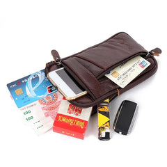 Men's Leather Waist Packs Phone Pouch Shoulder Bag